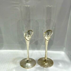Lenox Forevermore Silverqlated Champagne Flutes Wedding Pair. Made in USA. A2507